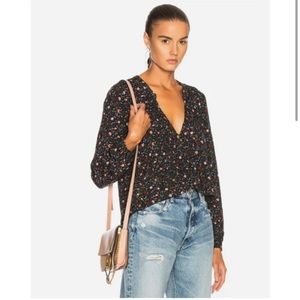 AG Adriano Goldschmied “Sia”  XS Floral V Neck Oversized Peasant top